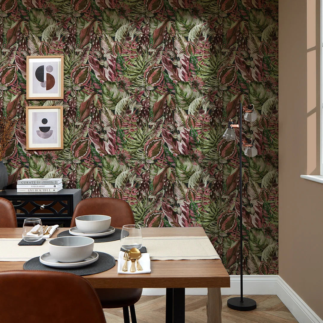 Jungle Fever Wallpaper in Pink and Green
