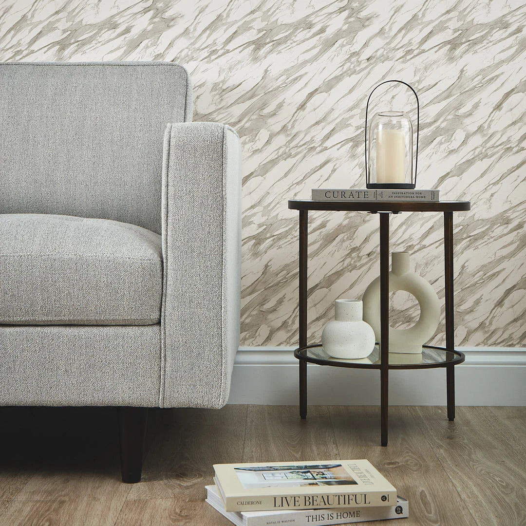 Modern Marble Wallpaper in shades of Cream