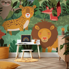 Rumble in the Jungle Full Wall Mural in Multicoloured