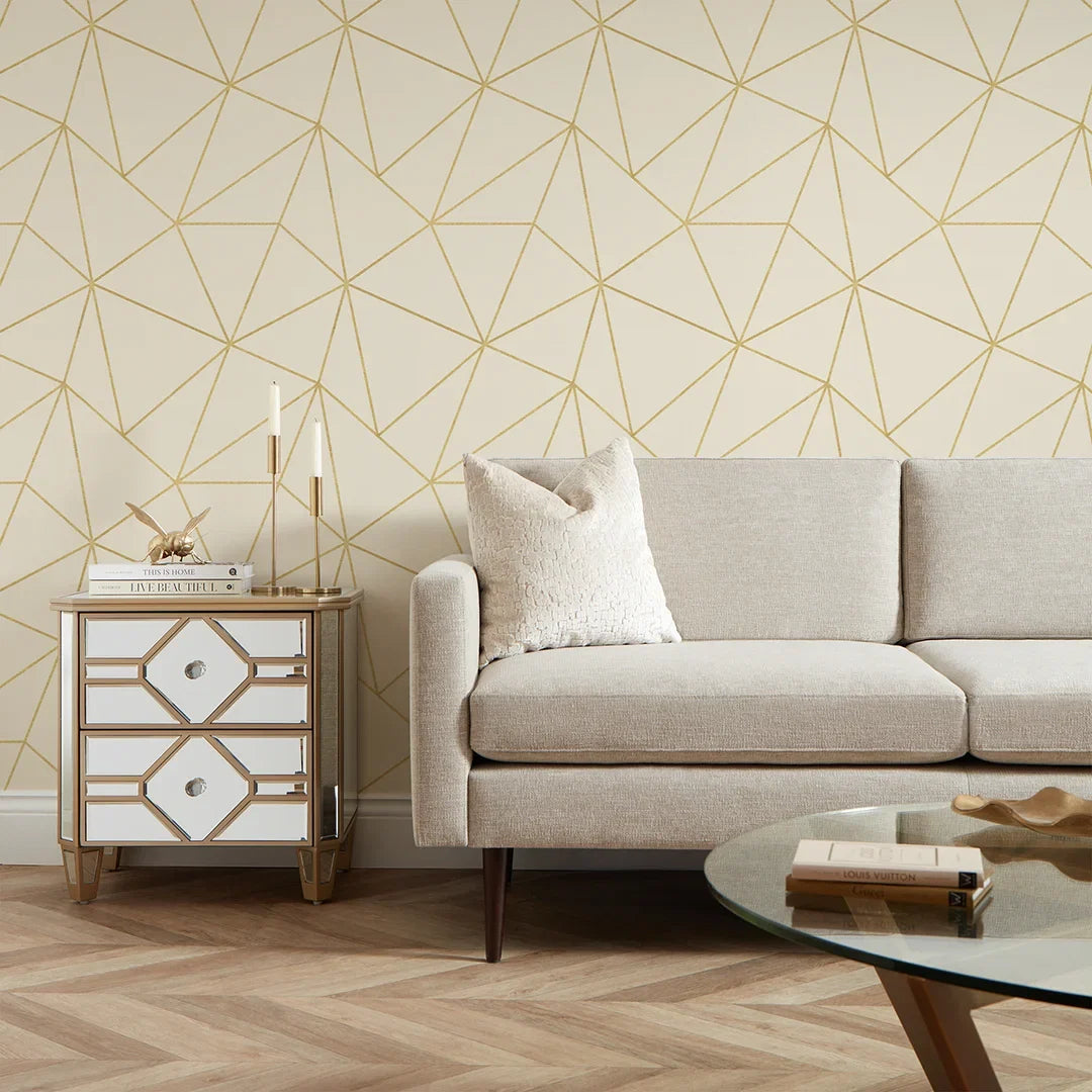 Zara Wallpaper in Cream and Gold