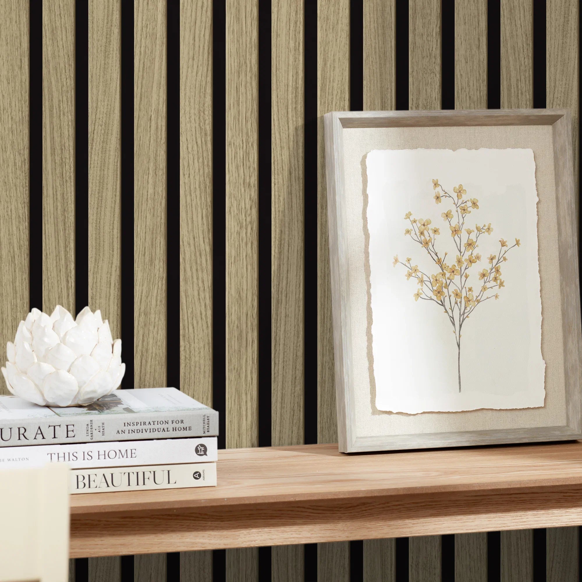Contemporary Wood Slat Light Oak