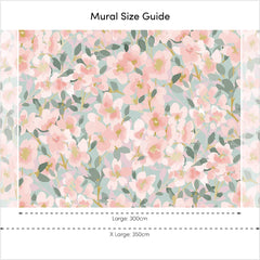 Fresh Flowers Full Wall Mural in Pink and Duck Egg