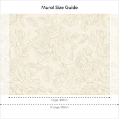 Gentle Roses Full Wall Mural in Mushroom and Cream