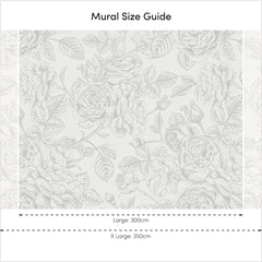 Gentle Roses Full Wall Mural in Grey