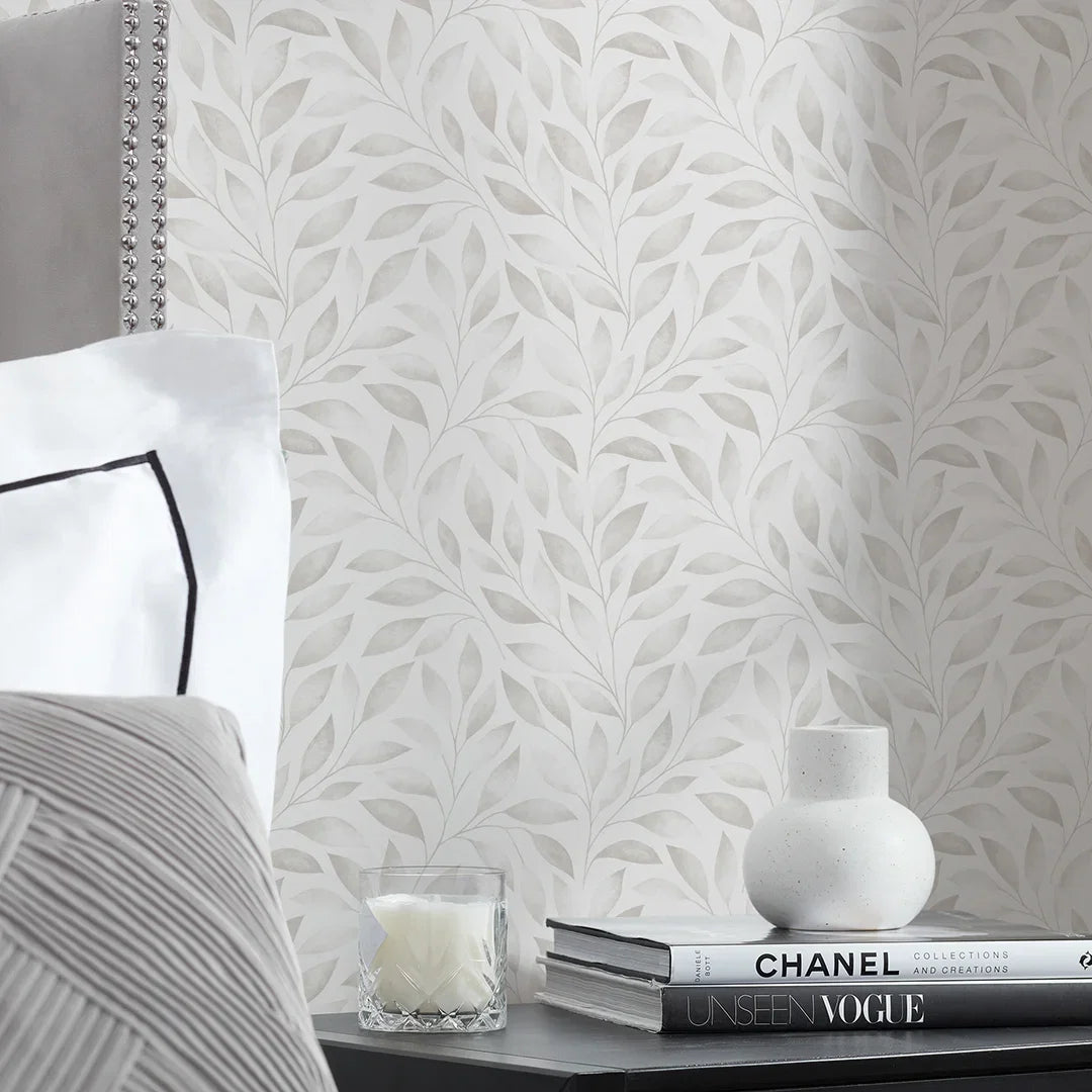 Gentle Vines Wallpaper in Soft Greys