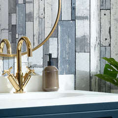 Reclaimed Wood Wallpaper in Blue