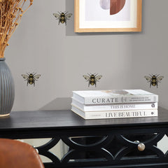 Luxe Bee Wallpaper in Grey