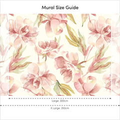 In Bloom Full Wall Mural in Watercolour Peach and Green