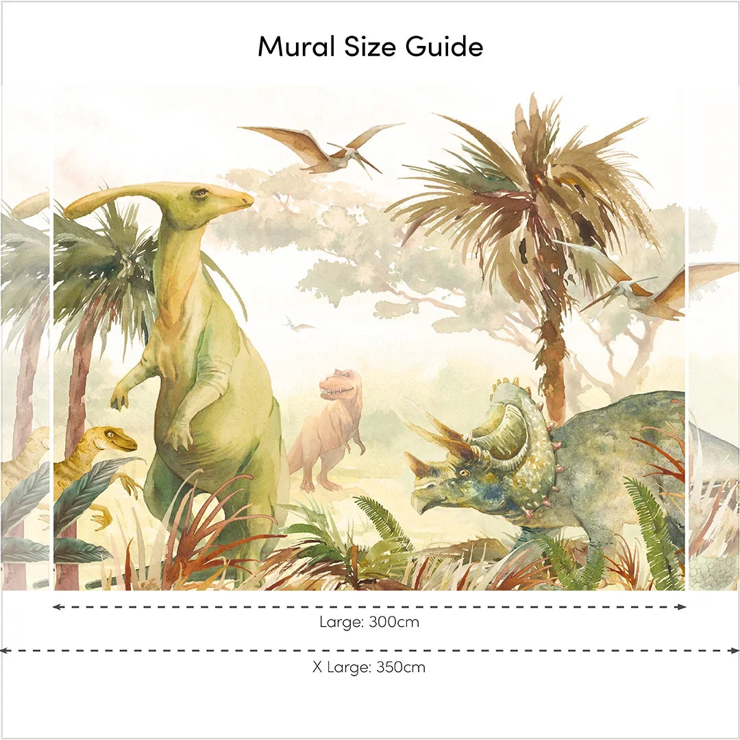 Jurassic Full Wall Mural in Watercolour Greens
