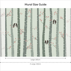 Lovebirds Full Wall Mural in Sage Green