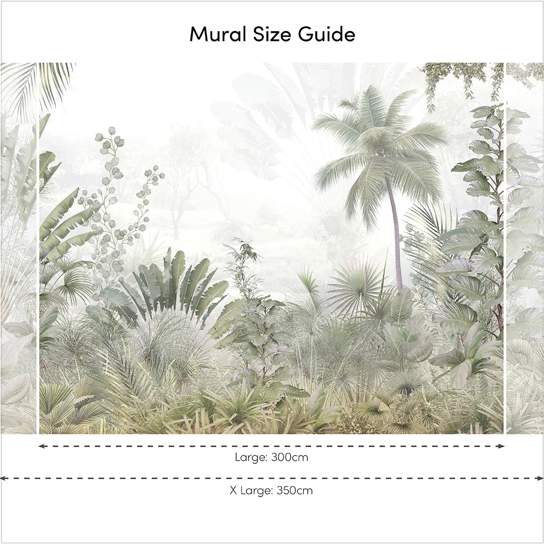 Lush Jungle Full Wall Mural in Green