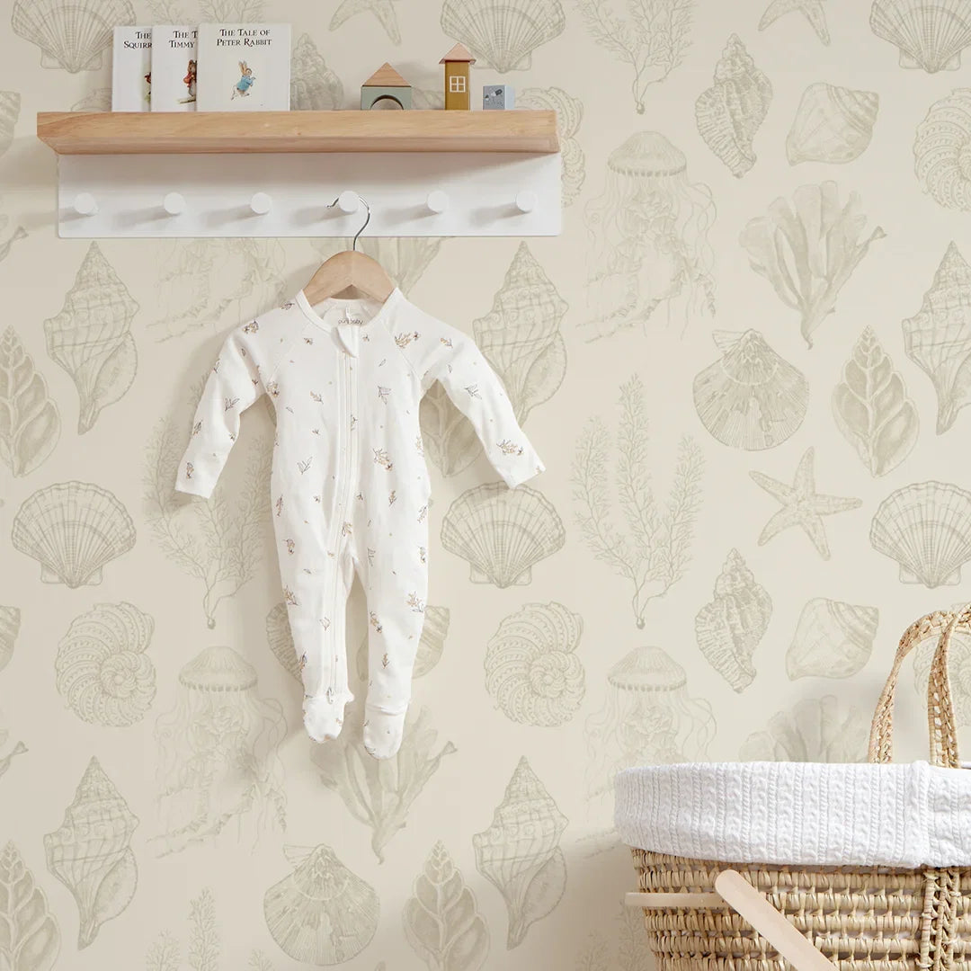Summer Seashells Wallpaper in Neutrals