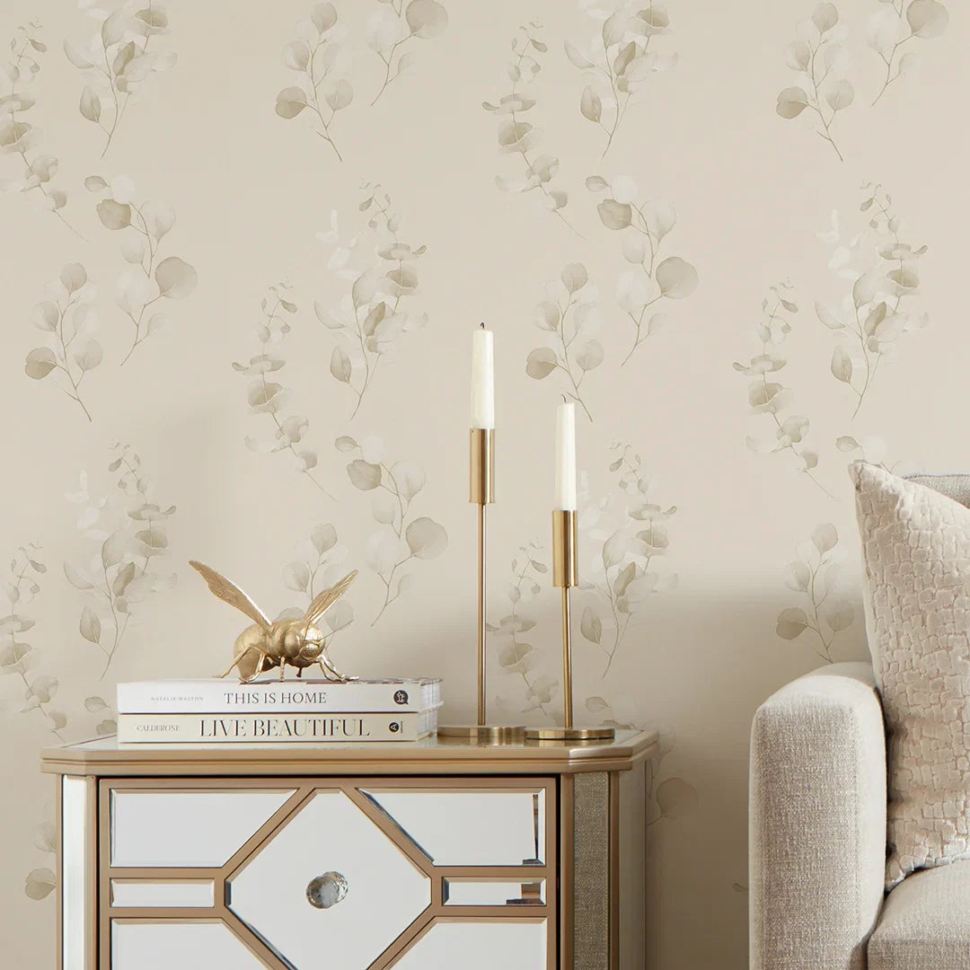 Trailing Eucalyptus Wallpaper in Sandstone