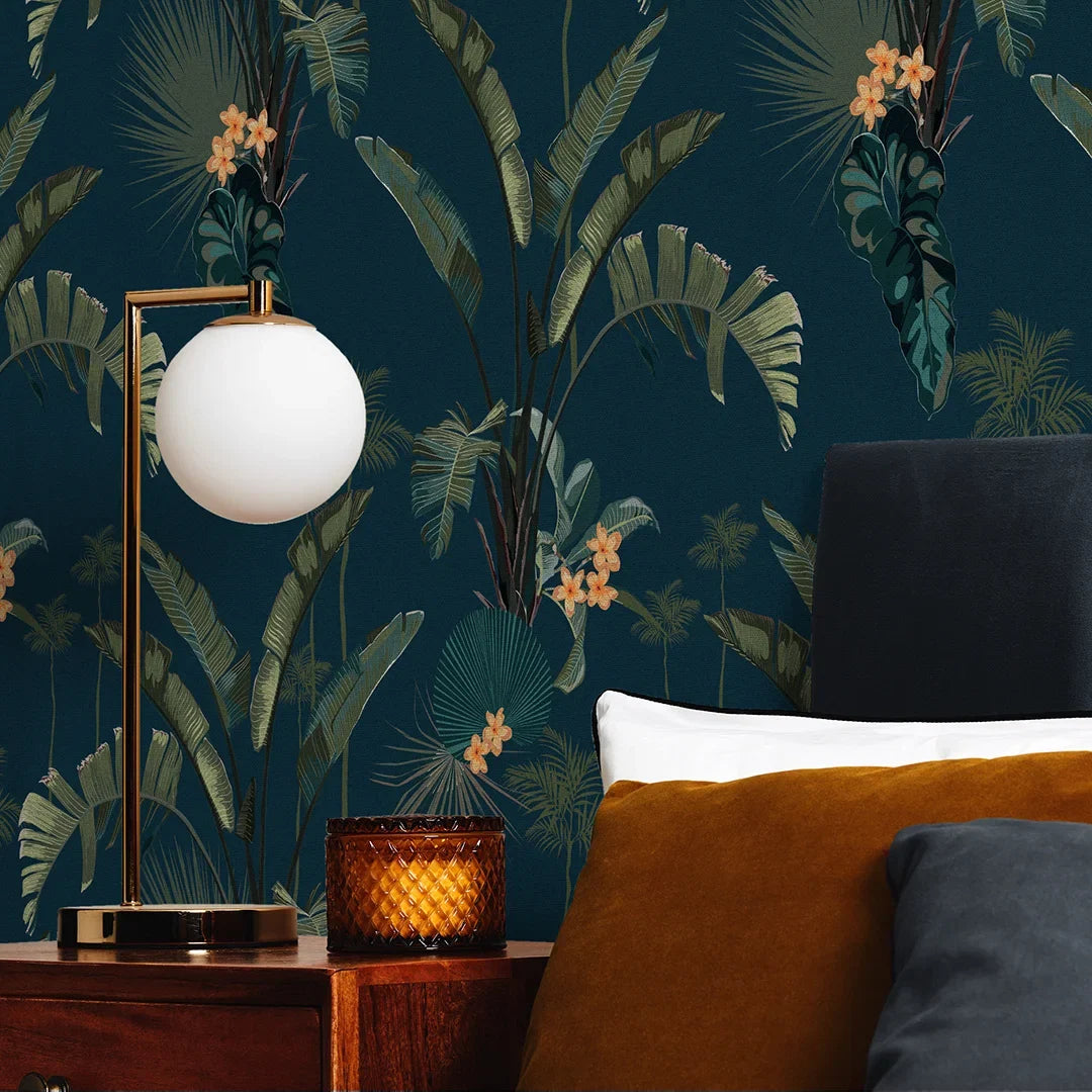 Tropical Paradise Wallpaper in Navy