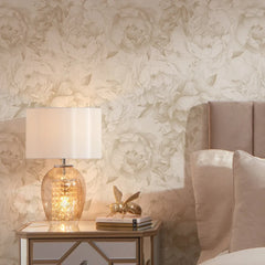 Vintage Peony Wallpaper in Warm Neutrals