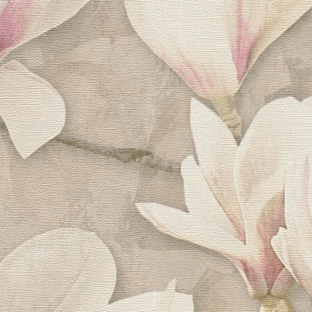 Gentle Blossoms Wallpaper in Pink on Cream