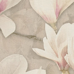 Gentle Blossoms Wallpaper in Pink on Cream