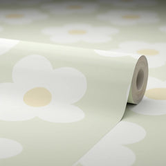 Ditsy Daisy Wallpaper in Soft Green