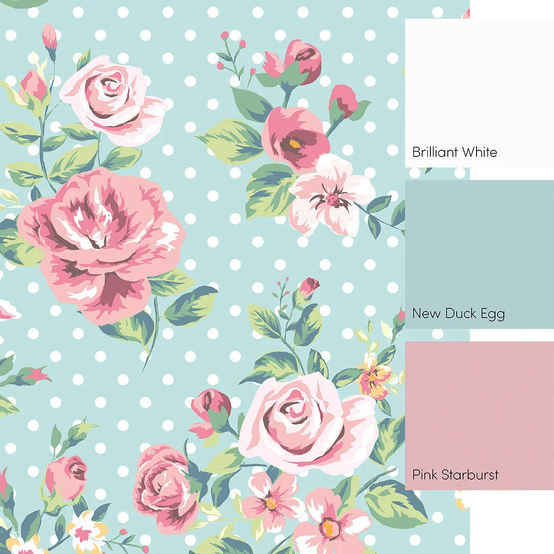 Dotty for Roses Full Wall Mural in Multicoloured