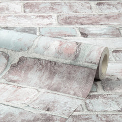 Downtown Brick Wallpaper in Blush