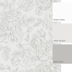 Gentle Roses Full Wall Mural in Grey