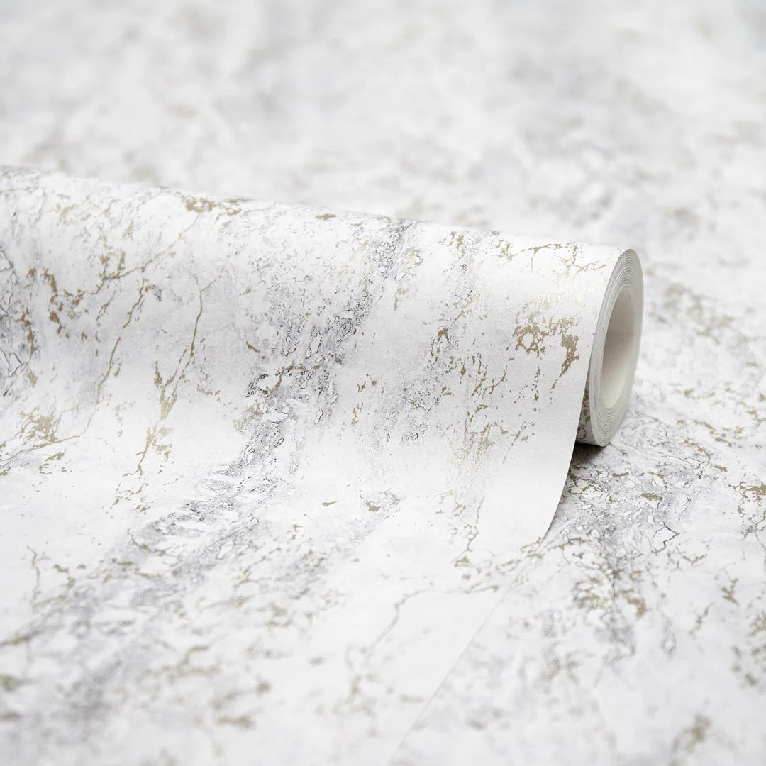 Sirrus Metallic Marble Wallpaper in Grey
