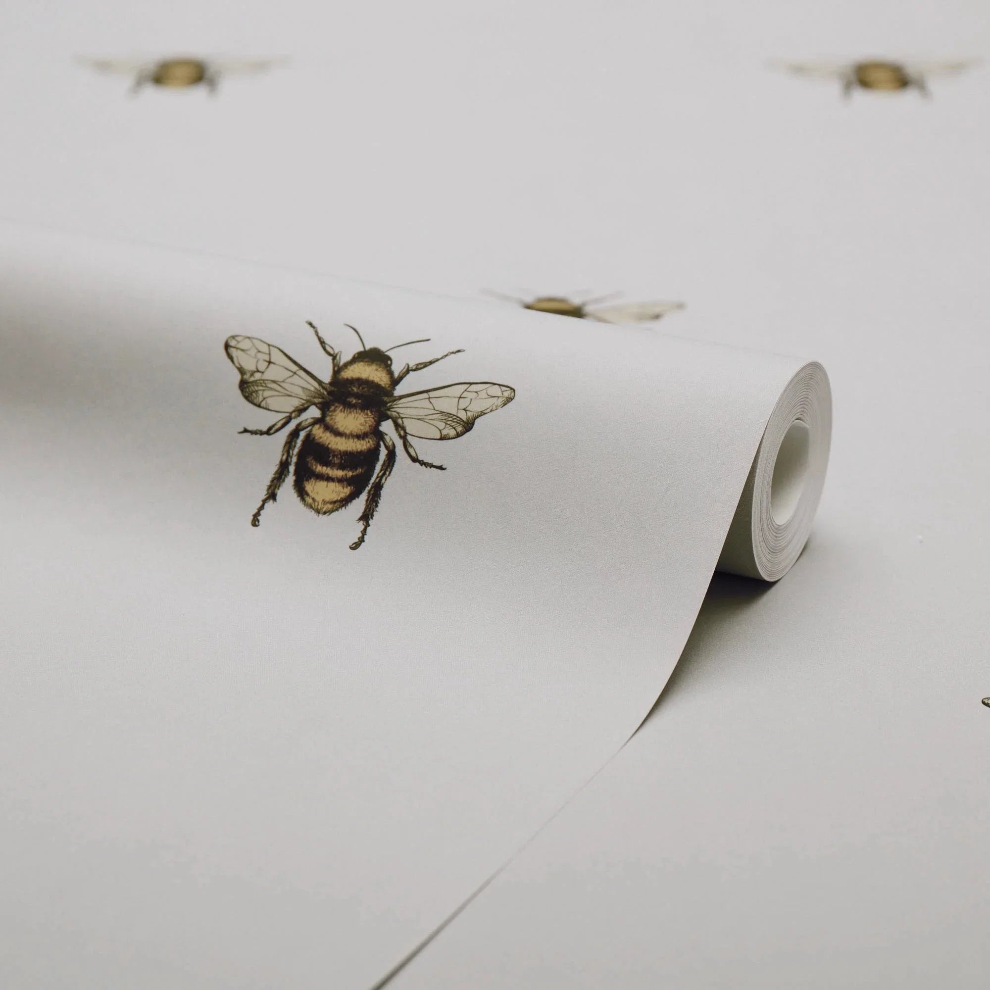 Luxe Bee Wallpaper in Grey