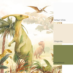 Jurassic Full Wall Mural in Watercolour Greens
