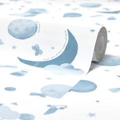 Little Dreamer by Amy Hart Wallpaper in Blue and White