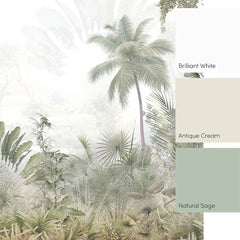 Lush Jungle Full Wall Mural in Green