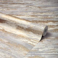 Seychelles Wallpaper in Warm Grey and Gold
