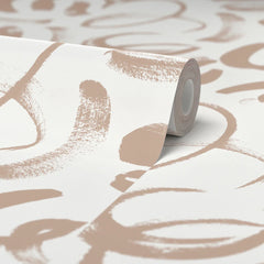 Squiggle Wallpaper in White and Beige