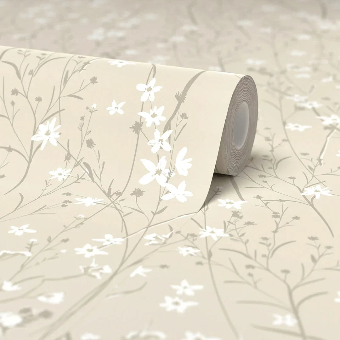 Summer Meadow Wallpaper in Cream