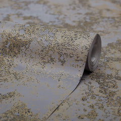 Turin Industrial Wallpaper in Charcoal and Gold