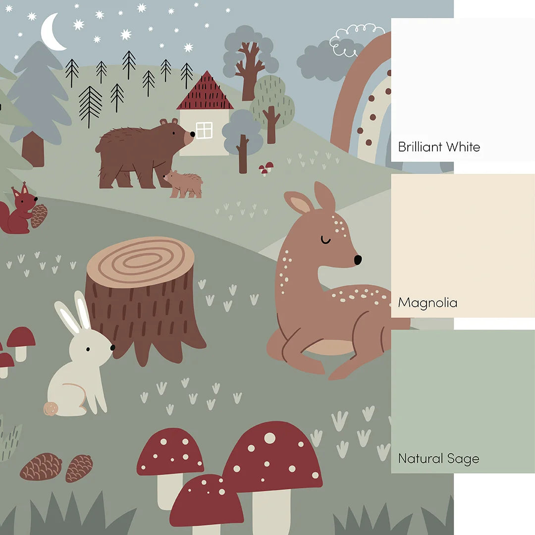 Walk In The Woods Full Wall Mural in Multicoloured