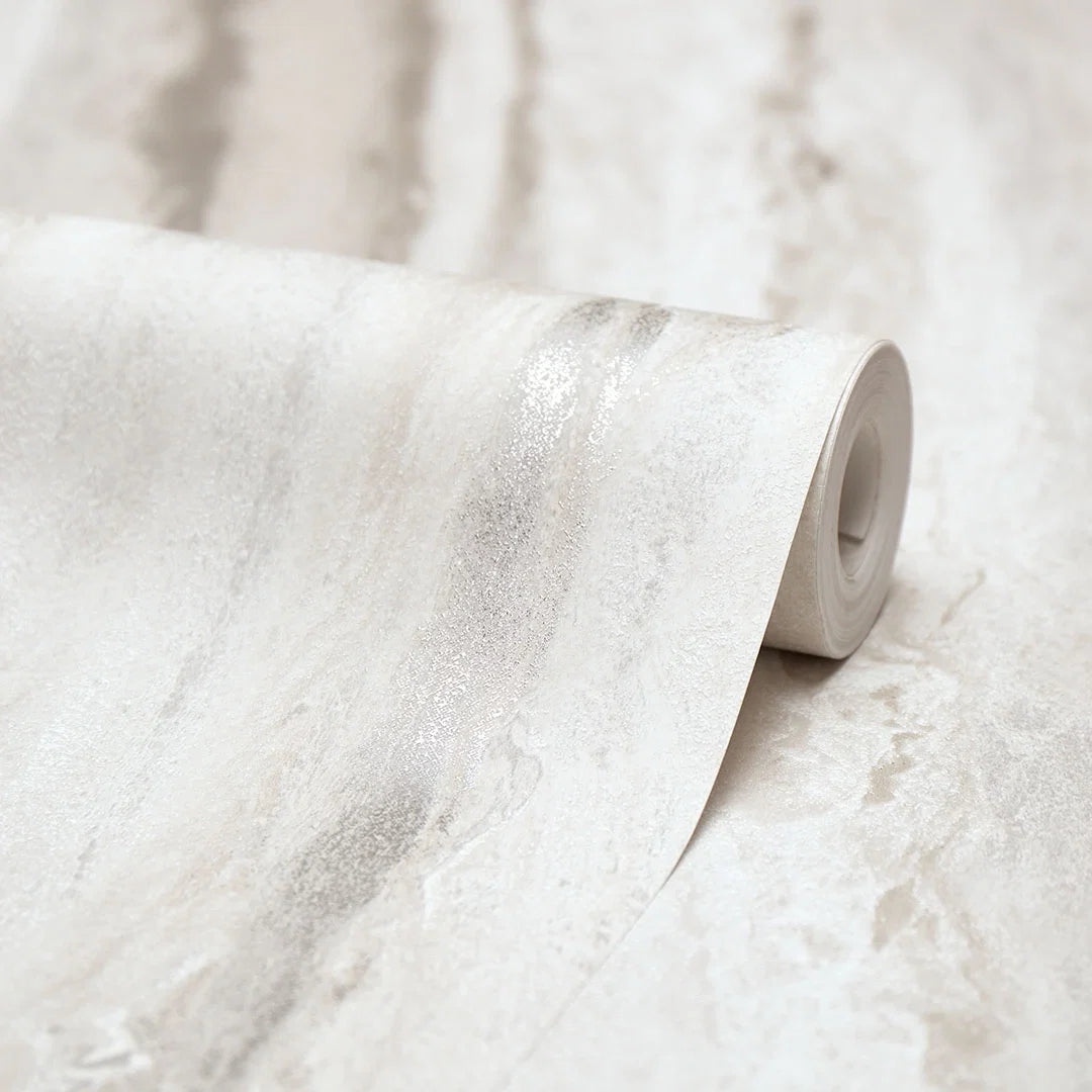 Zelda Metallic Wallpaper in Cool Grey with Metallic Silver