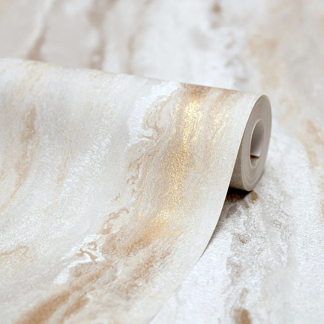 Zurich Metallic Wallpaper Cool Grey with Metallic Gold