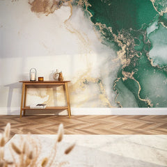 Amalfi Full Wall Mural in Emerald and Gold
