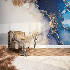 Amalfi Full Wall Mural in Navy and Gold