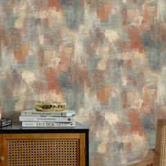 Hazy Fusion Wallpaper in Terracotta and Petrol