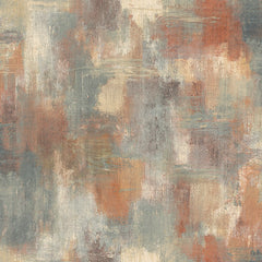Hazy Fusion Wallpaper in Terracotta and Petrol