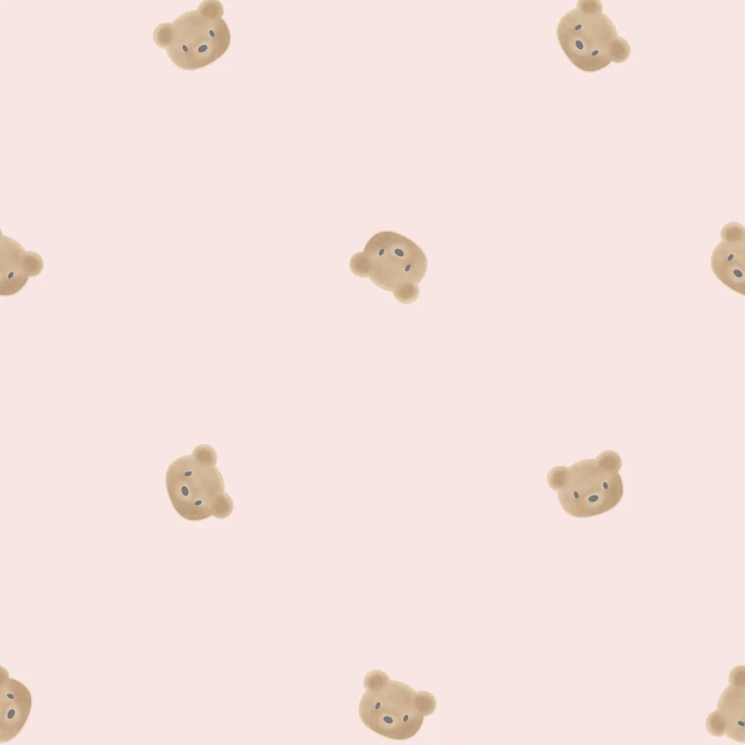 Cozy Bear Wallpaper in Soft Pink