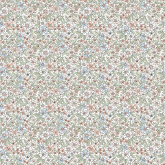 Ditsy Gardenia Wallpaper in Sage, Soft Blues and Peach