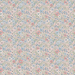 Ditsy Gardenia Wallpaper in Soft Blue and Sage on Soft Pink