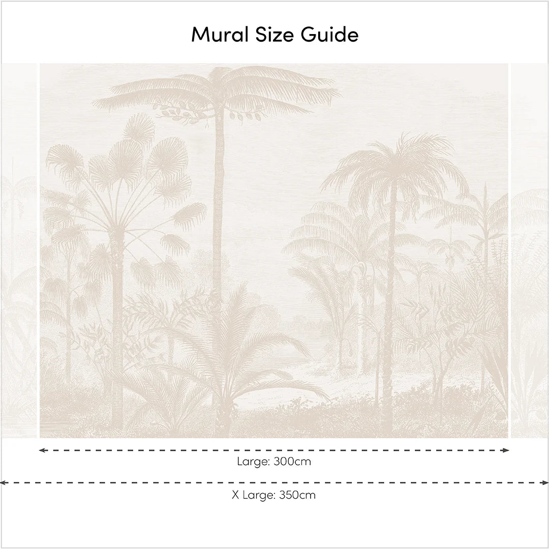 Etched Palms Full Wall Mural in Neutral