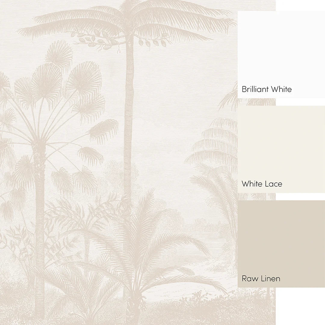 Etched Palms Full Wall Mural in Neutral
