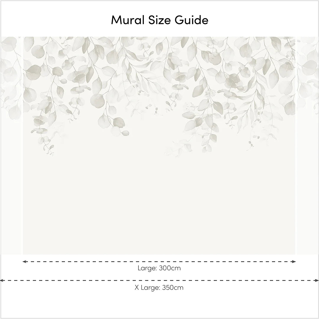 Eucalyptus Cascade Full Wall Mural in Soft Greys