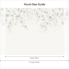 Eucalyptus Cascade Full Wall Mural in Soft Greys