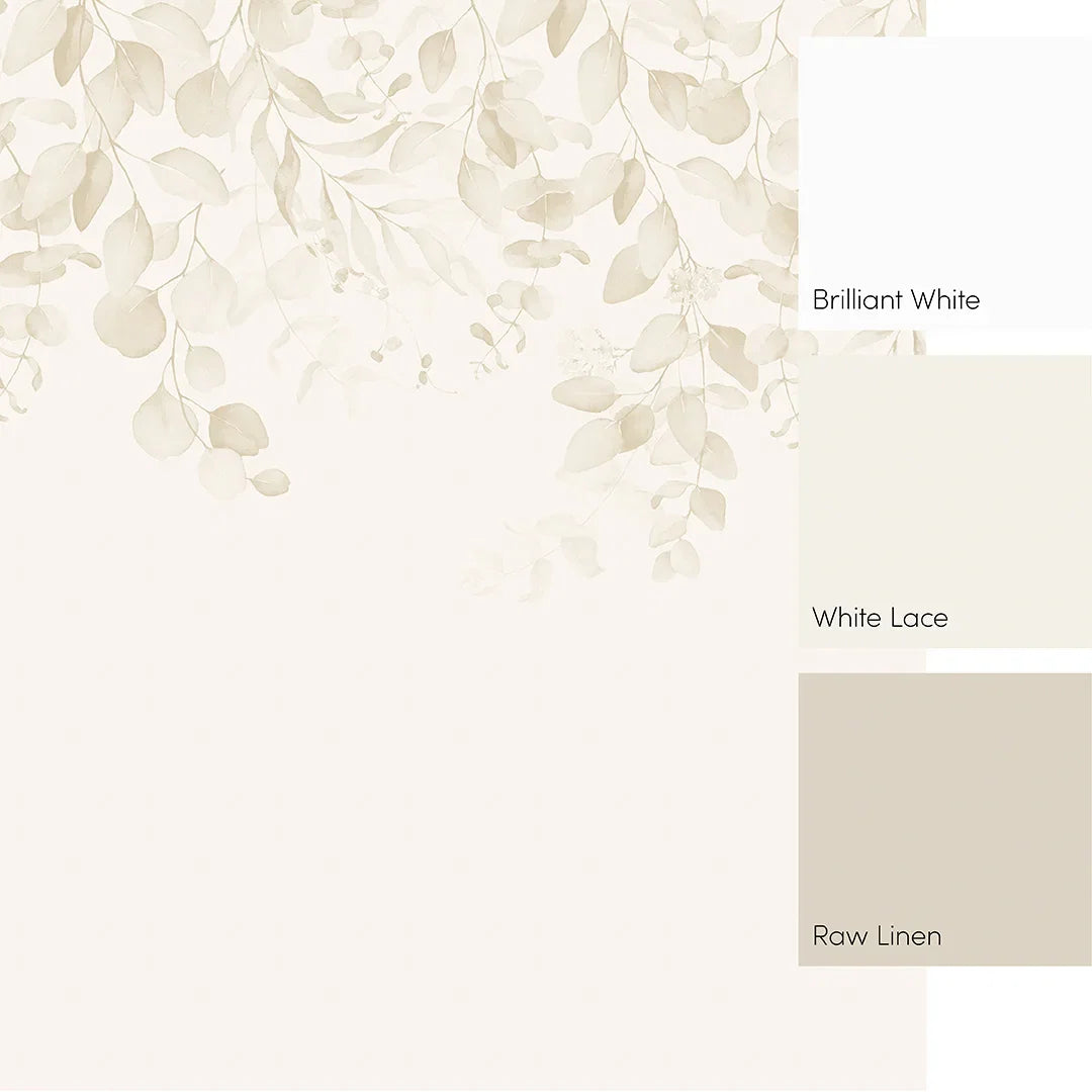 Eucalyptus Cascade Full Wall Mural in Warm Neutrals