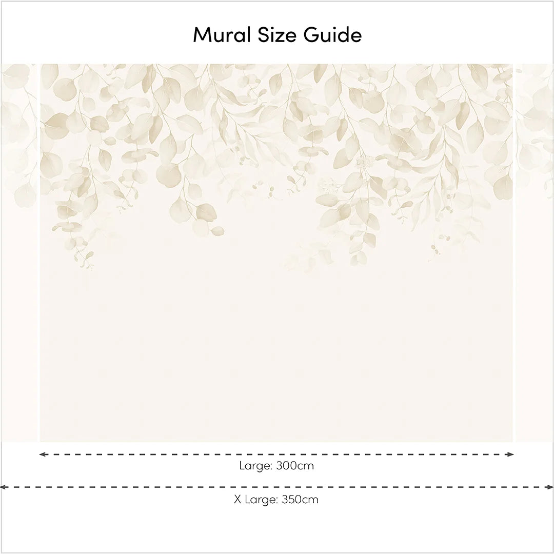 Eucalyptus Cascade Full Wall Mural in Warm Neutrals